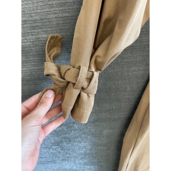 Zara Trench Coat Womens Small Beige Khaki Maxi Capsule Classic Casual - Picture 6 of 7